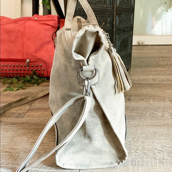 TAUPE Faux Suede Studded Bag - Picture 5 of 7